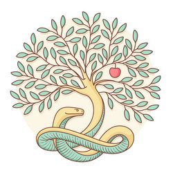 Tree of Knowledge with Serpent vector image