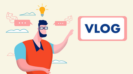 Creative internet vlog idea flat vector