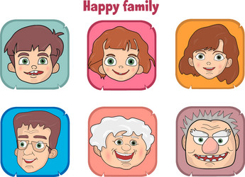 Cute happy family members faces vector