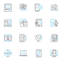 digital strategies linear icons set analytics vector image