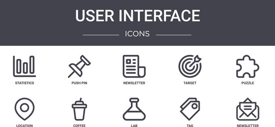 user interface concept line icons set contains vector image