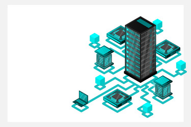 concept of data network management isometric map vector image