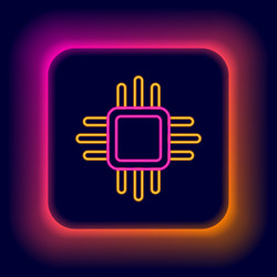 glowing neon line computer processor vector image