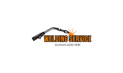 welding torch with spark logo design welder tool vector image