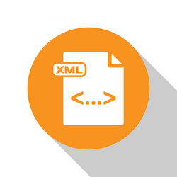 White xml file document download button icon vector