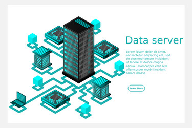 concept of data network management isometric map vector image