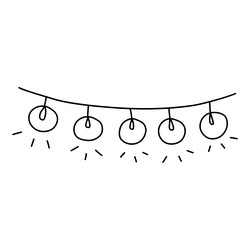 Garland with glowing bulbs black and white vector