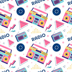 radio seamless pattern design with player vector image