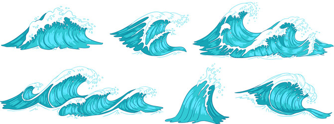 Designed Sketch Splash Marine Wave Set Vector - stock vector 3609018 |  Crushpixel