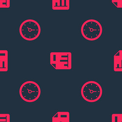 set clock and document with graph chart vector image
