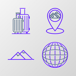set line earth globe mountains map pointer vector image