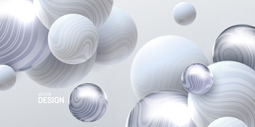 Abstract background with 3d dynamic spheres Vector Image