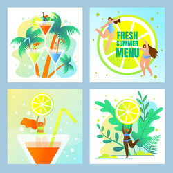 Beach party fresh summer menu set recreation vector