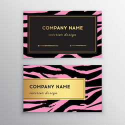 Business card trendy zebra and tiger pattern vector