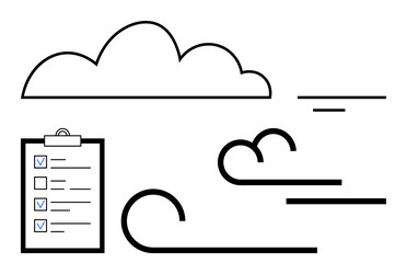 cloud and checklist with abstract lines vector image