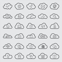 cloud computing linear icons set download upload vector image