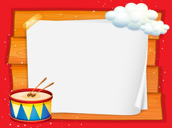 Frame design with drum and clouds vector