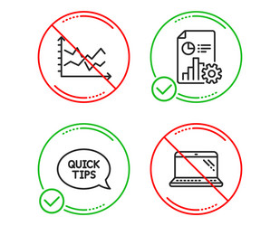 Quickstart guide report and diagram chart icons vector