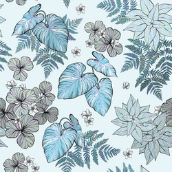 seamless floral pattern leaves and herbs vector