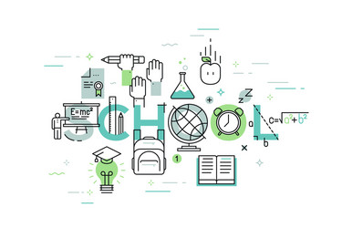 thin line flat design banner of learning web page vector image