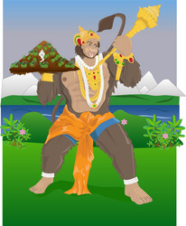 Hanuman Deity Vector Image