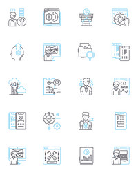 software engineering linear icons set coding vector