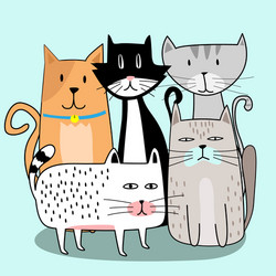 Adorable Cartoon Cat Crew Vector Image
