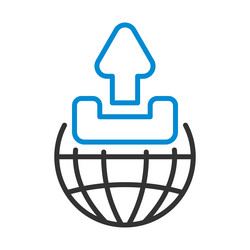 globe with upload symbol icon vector image