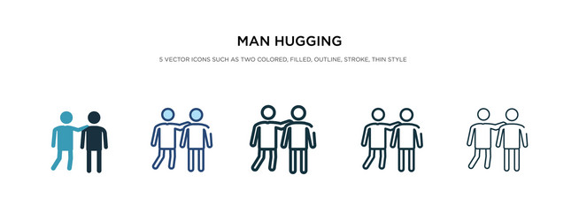 man hugging icon in different style two colored vector image
