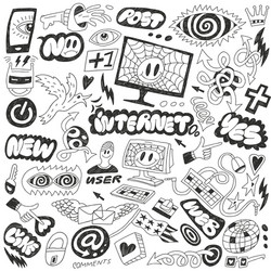 web internet computers doodles vector