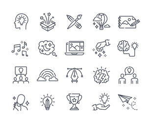 Process data analysis icon set in thin line style Vector Image