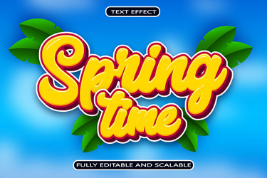 spring time editable text effect 3 dimension vector image