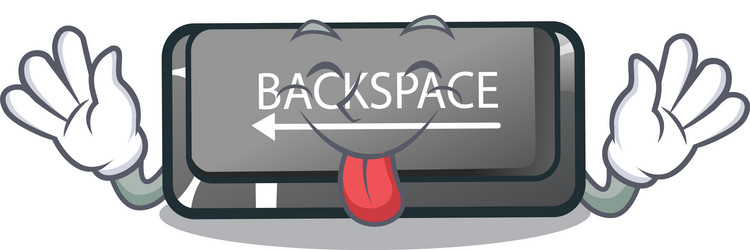 Tongue out backspace button on a computer vector