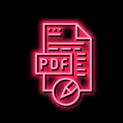writing and editing pdf file neon glow icon vector image