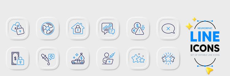 Air fan deflation and lock line icons for web app vector