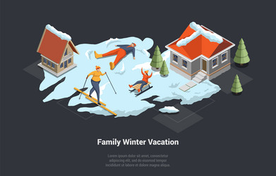 Christmas vacations family holidays in winter vector