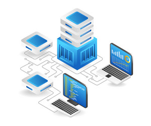 Data technology concept 3d circuit server vector