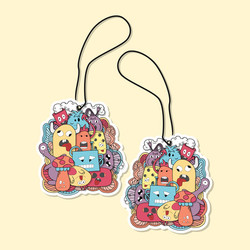 design of label with abstract monsters pattern vector image