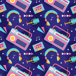radio seamless pattern design with player vector image