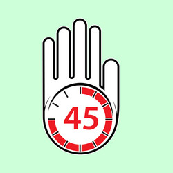 Raised open hand with a watch on it time for rest vector