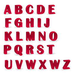 set of red alphabets with numerals 3d alphabet vector