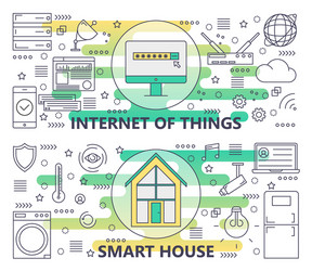 thin line internet of things and smart vector image