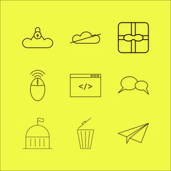 web linear icon set simple outline icons vector image