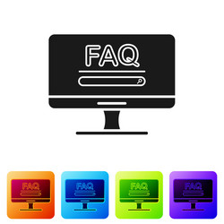 black computer monitor with text faq information vector image