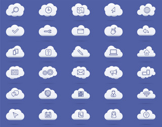 cloud computing linear icons set download upload vector image