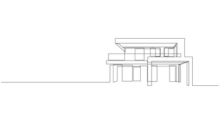 continuous line drawing of an architecture vector image