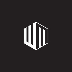 Monogram Logo: WM Initial Hexagon vector image