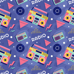 Radio seamless pattern design with player vector