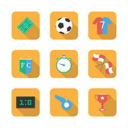 soccer set icons with field vector