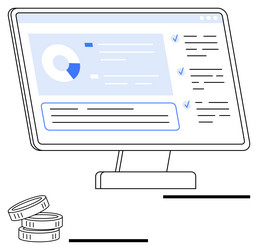 digital dashboard with analytics tasks and coins vector image